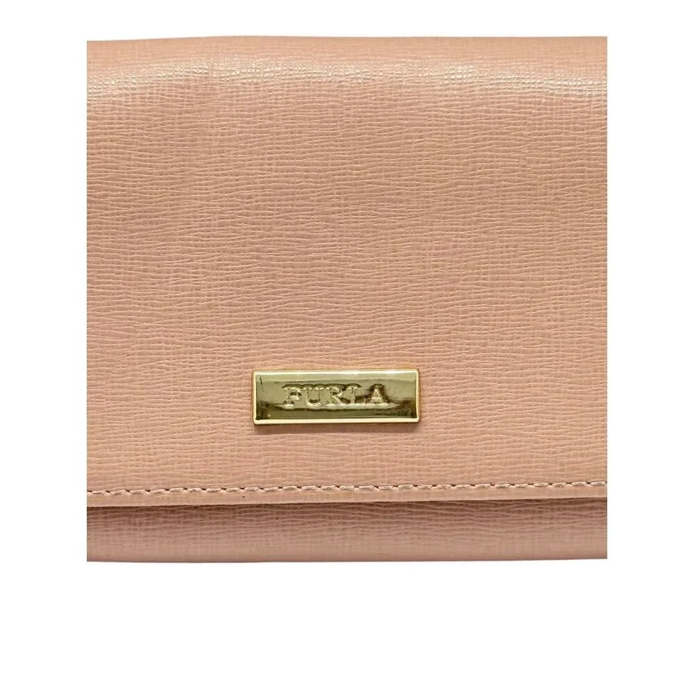Furla Classic XL Bifold Wallet Dusty Rose Pale Mauve Gold Logo Ladies 7.25 x 4 - Picture 2 of 13